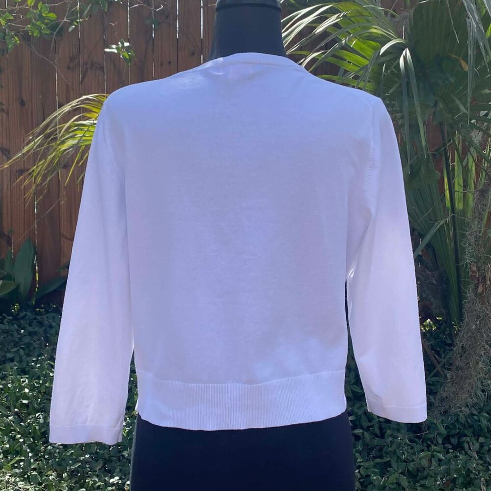 Lilly Pulitzer White Button Front Cardigan 3/4 Sleeve Women's Sweater - Picture 3 of 6